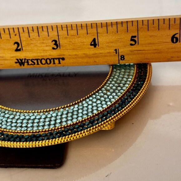 Mike + Ally N.Y.C. Round Picture Frame Gold Light Blue Beaded Elegant Chic - Picture 5 of 7